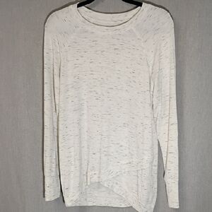 Raglan Heathered Long Sleeve  Crew Neck Tulip Bottom Jersey Light Sweatshirt